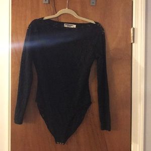 Vintage lace black bodysuit small